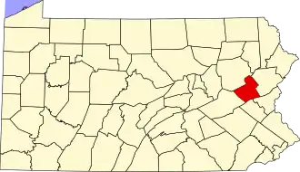 Locatie van Carbon County in Pennsylvania
