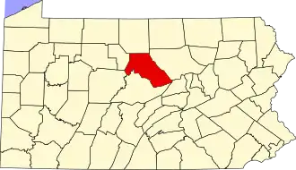 Locatie van Clinton County in Pennsylvania