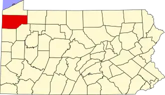 Locatie van Crawford County in Pennsylvania