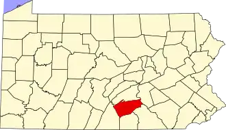 Locatie van Cumberland County in Pennsylvania