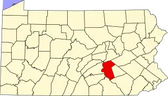 Locatie van Dauphin County in Pennsylvania