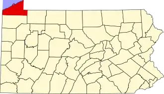 Locatie van Erie County in Pennsylvania