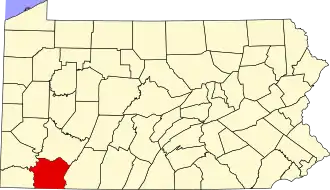 Locatie van Fayette County in Pennsylvania