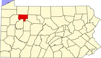 Locatie van Forest County in Pennsylvania