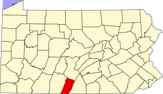 Locatie van Fulton County in Pennsylvania