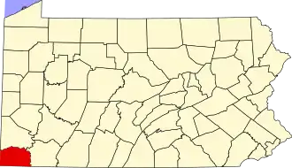 Locatie van Greene County in Pennsylvania