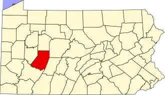 Locatie van Indiana County in Pennsylvania