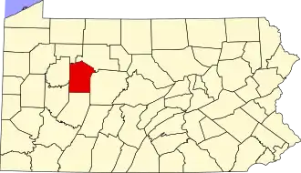 Locatie van Jefferson County in Pennsylvania