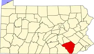Locatie van Lancaster County in Pennsylvania