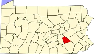 Locatie van Lebanon County in Pennsylvania