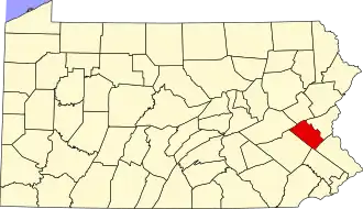 Locatie van Lehigh County in Pennsylvania