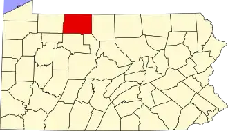 Locatie van McKean County in Pennsylvania