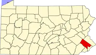 Locatie van Montgomery County in Pennsylvania