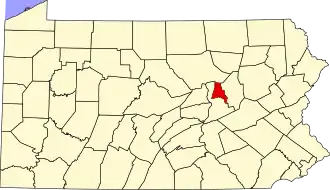 Locatie van Montour County in Pennsylvania