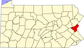 Locatie van Northampton County in Pennsylvania