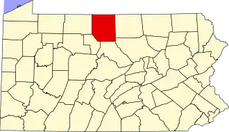 Locatie van Potter County in Pennsylvania