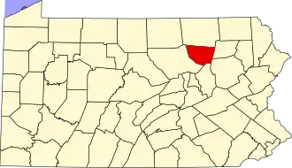Locatie van Sullivan County in Pennsylvania
