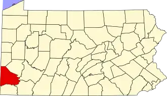Locatie van Washington County in Pennsylvania