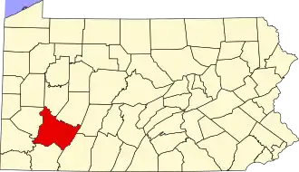 Locatie van Westmoreland County in Pennsylvania