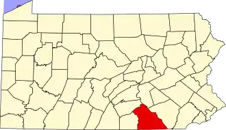Locatie van York County in Pennsylvania