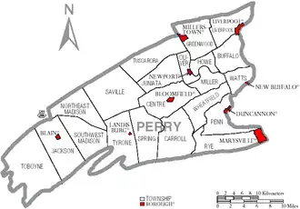 Kaart van Perry County