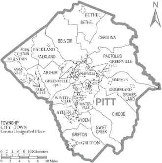 Kaart van Pitt County
