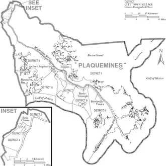 Kaart van Plaquemines Parish