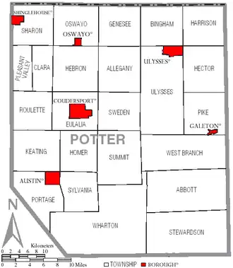 Kaart van Potter County