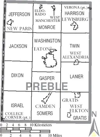 Kaart van Preble County