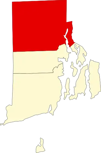 Locatie van Providence County in Rhode Island