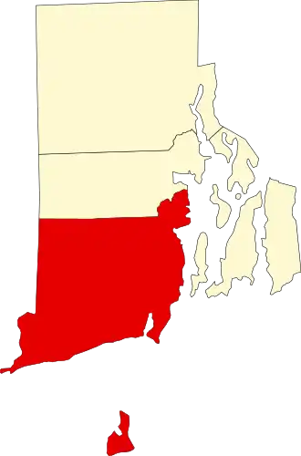 Locatie van Washington County in Rhode Island