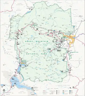 Kaart van Rocky Mountain National Park