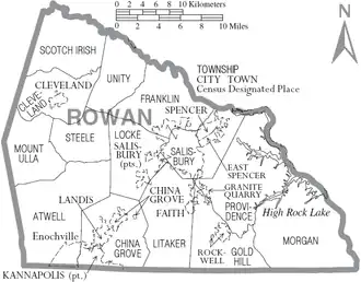 Kaart van Rowan County