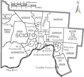 Kaart van Scioto County