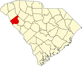 Locatie van Abbeville County in South Carolina