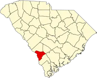 Locatie van Allendale County in South Carolina
