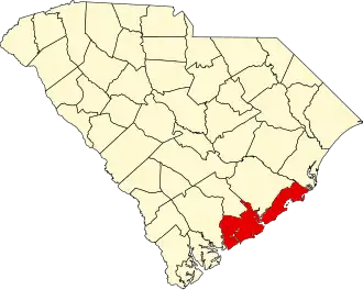 Locatie van Charleston County in South Carolina