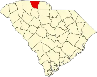 Locatie van Cherokee County in South Carolina