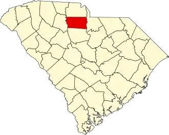Locatie van Chester County in South Carolina