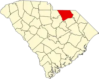 Locatie van Chesterfield County in South Carolina