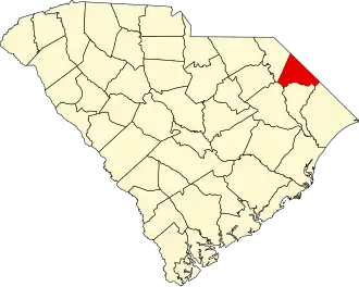 Locatie van Dillon County in South Carolina
