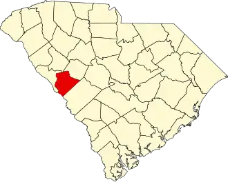 Locatie van Edgefield County in South Carolina