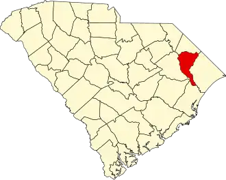 Locatie van Marion County in South Carolina