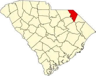 Locatie van Marlboro County in South Carolina