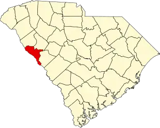 Locatie van McCormick County in South Carolina