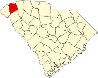 Locatie van Pickens County in South Carolina