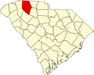 Locatie van Spartanburg County in South Carolina