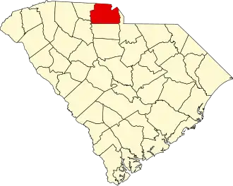 Locatie van York County in South Carolina