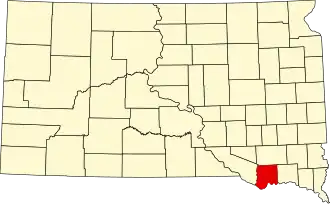 Locatie van Bon Homme County in South Dakota