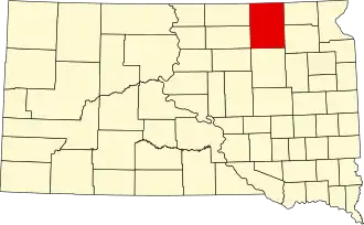 Locatie van Brown County in South Dakota